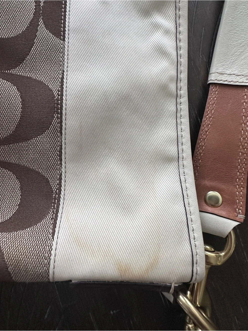 Vintage Y2K Coach Canvas Signature Shoulder Hobo Bag in Brown and Cream